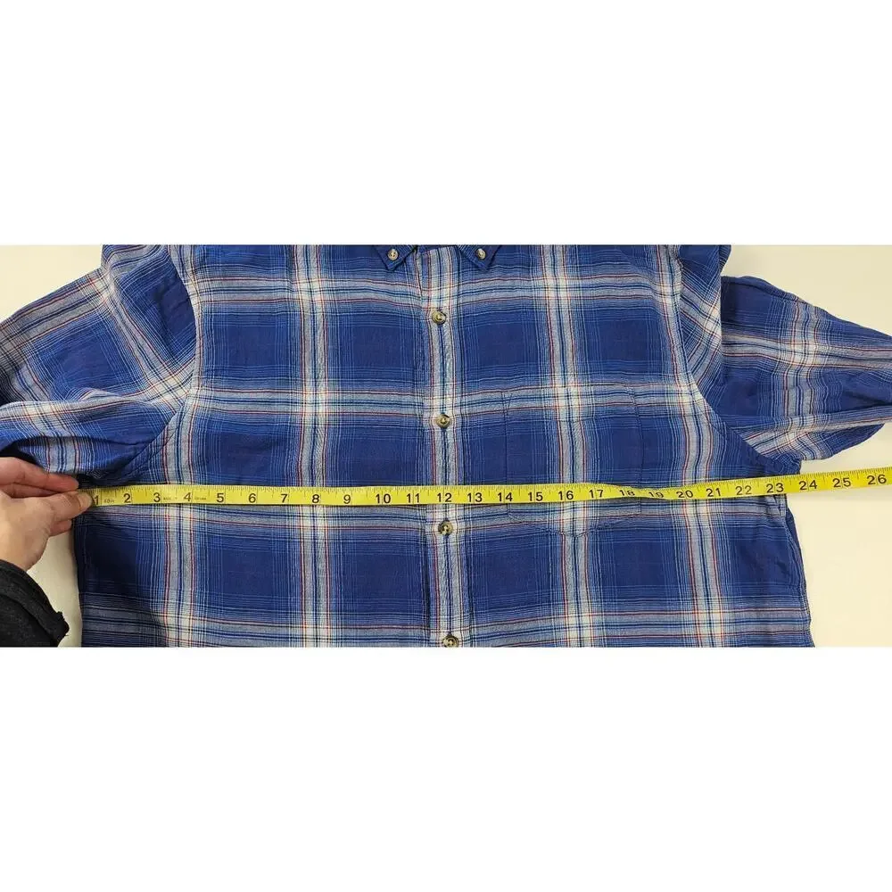 Standard fit cotton flannel plaid patriotic 4th of july button up warm L EUC